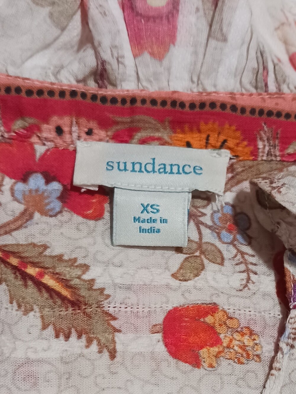 Sundance Ruffle Collar Floral Pheasant Relaxed Blouse Lace Trim - Picture 12 of 13